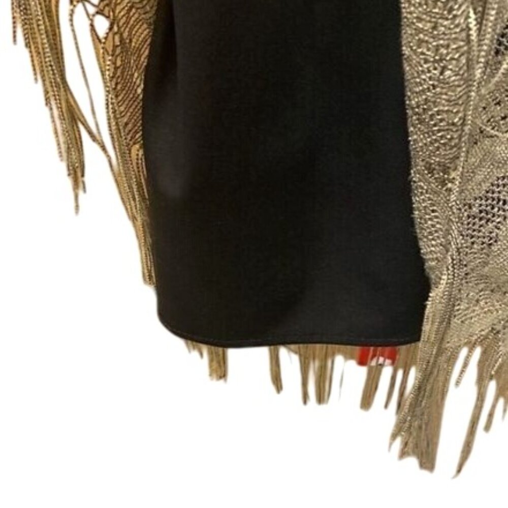 Vintage Helen Ball Lace Fringe Dress Size 14 With Beige  Black Pattern - Picture 7 of 8